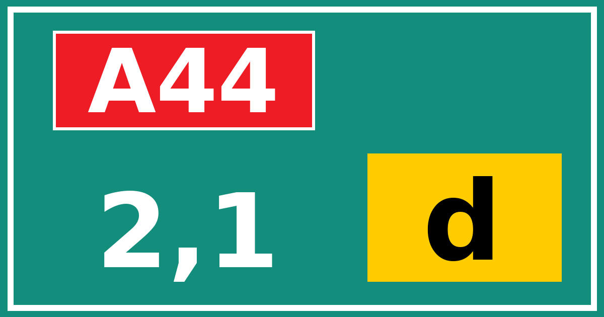 Hectometerbord A44 2,1 letter d