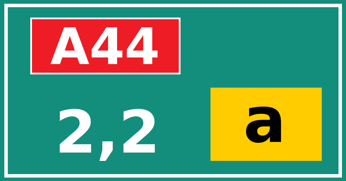 Hectometerbord A44 2,2 letter a