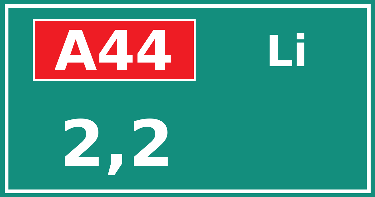 Hectometerbord A44 2,2 zijde Li