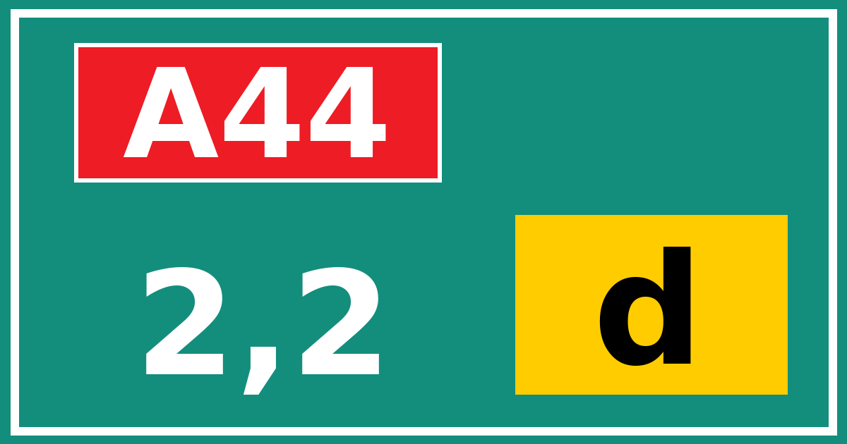 Hectometerbord A44 2,2 letter d