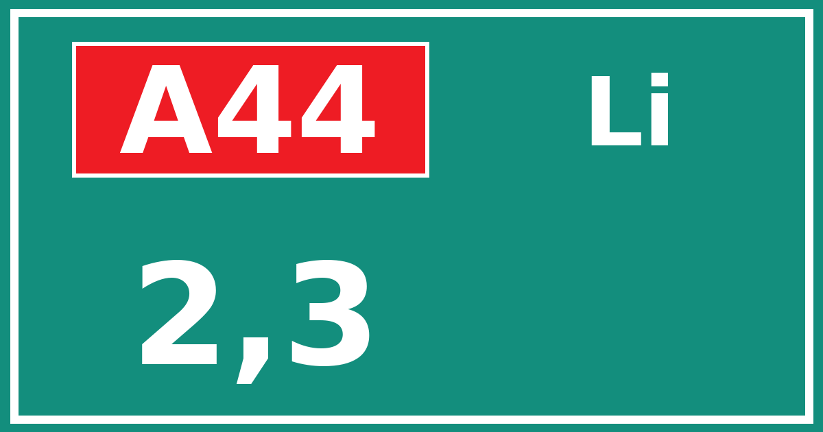 Hectometerbord A44 2,3 zijde Li