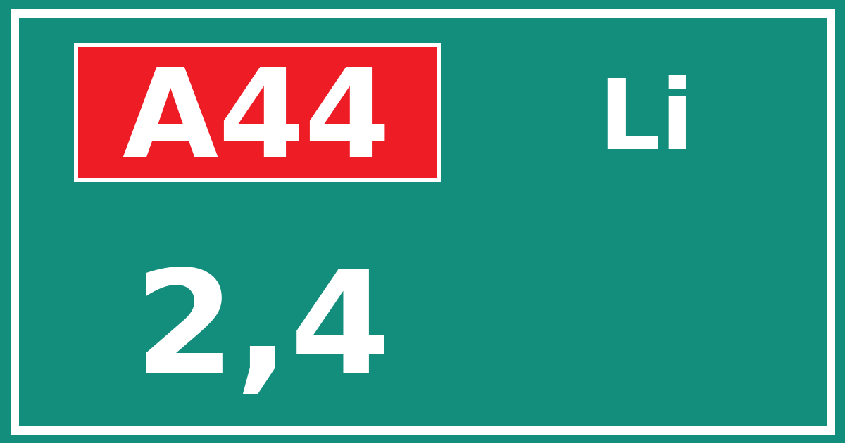Hectometerbord A44 2,4 zijde Li