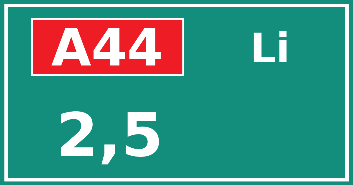 Hectometerbord A44 2,5 zijde Li