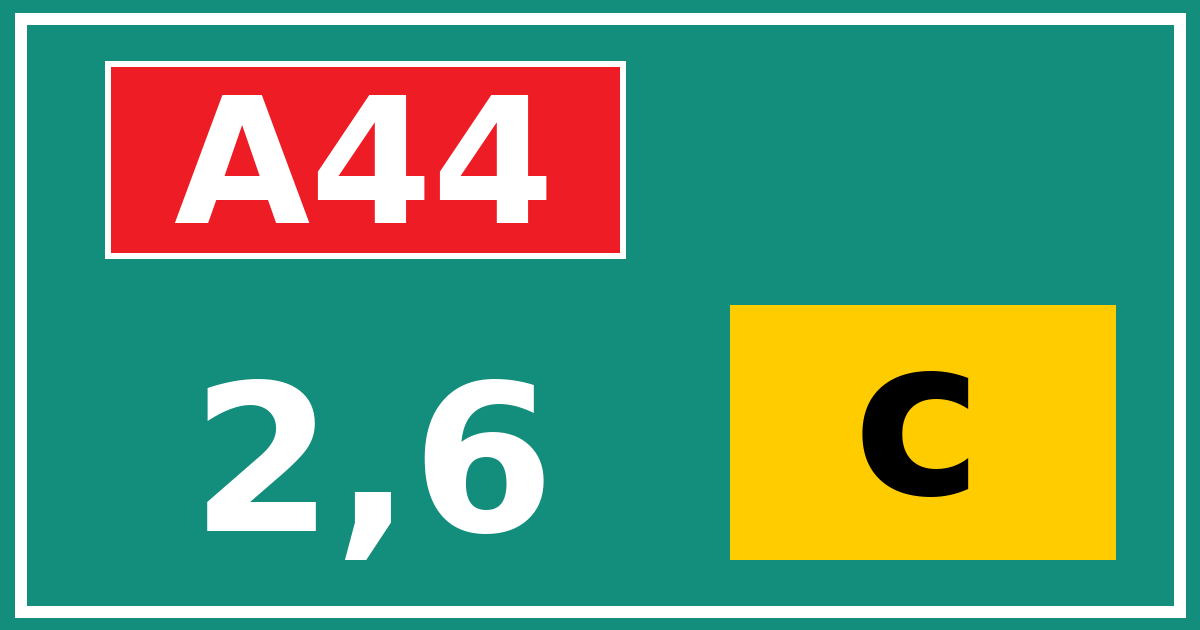 Hectometerbord A44 2,6 letter c