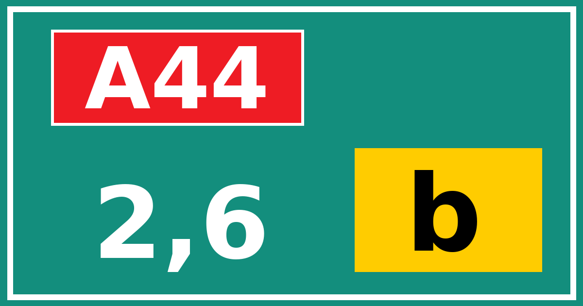 Hectometerbord A44 2,6 letter b