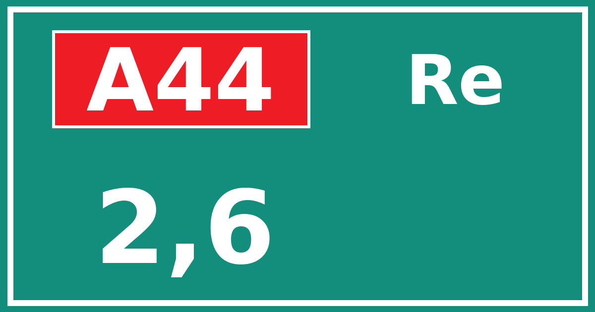 Hectometerbord A44 2,6 zijde Re