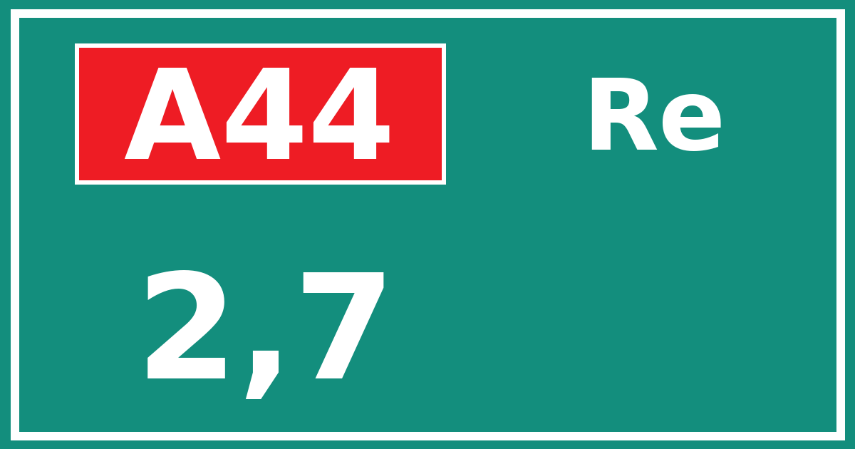 Hectometerbord A44 2,7 zijde Re