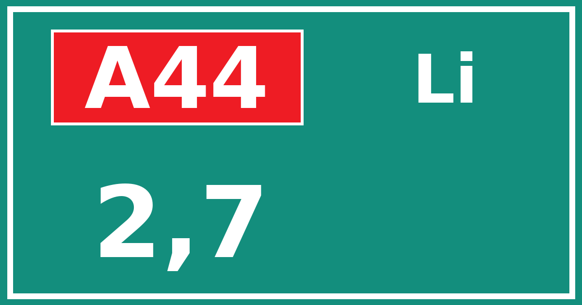 Hectometerbord A44 2,7 zijde Li