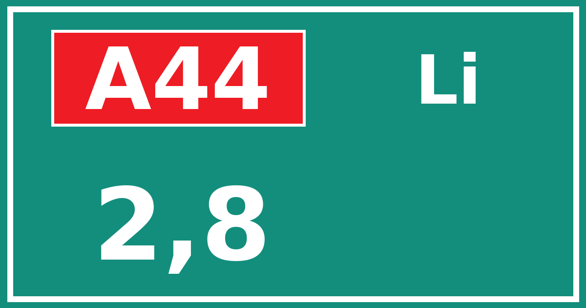 Hectometerbord A44 2,8 zijde Li