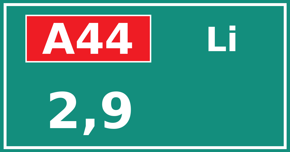 Hectometerbord A44 2,9 zijde Li