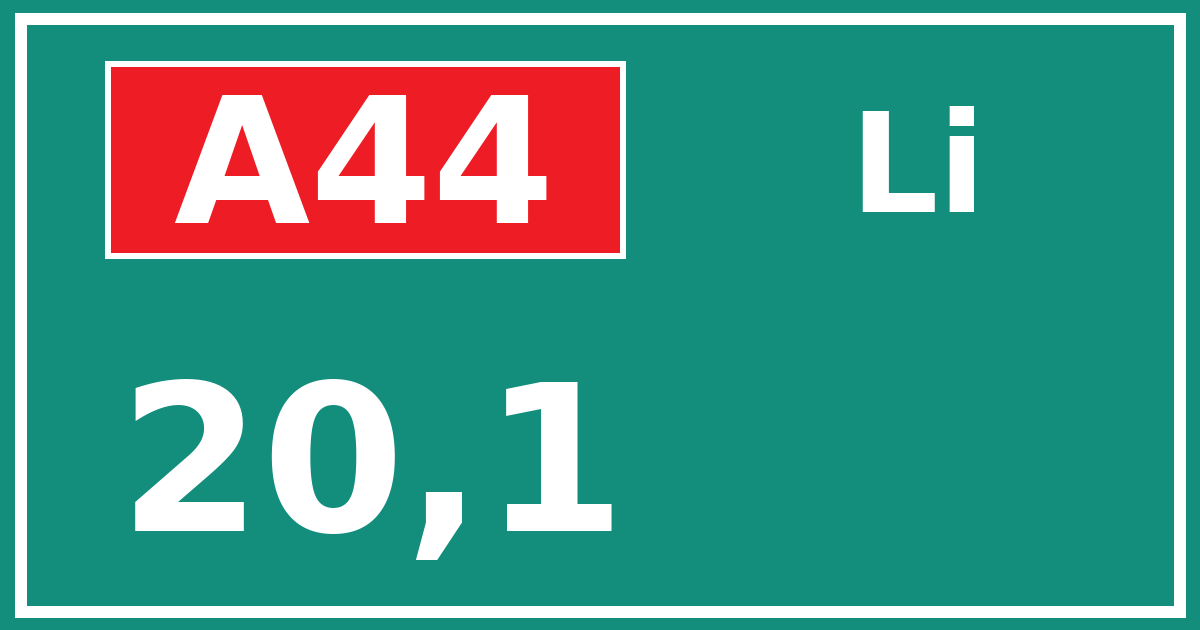 Hectometerbord A44 20,1 zijde Li