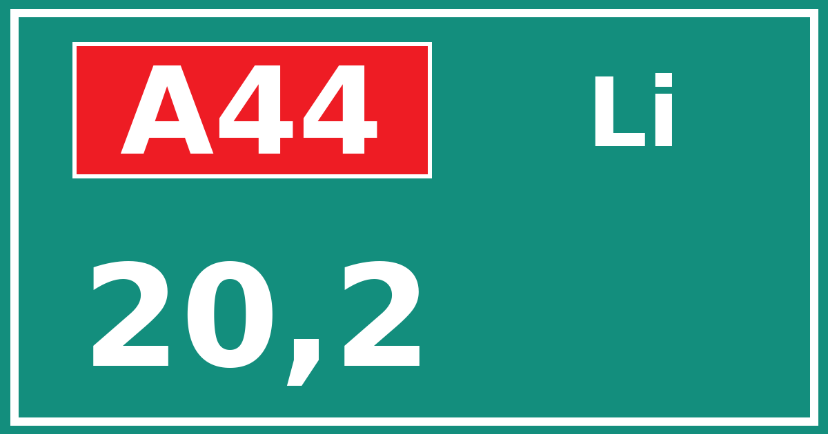 Hectometerbord A44 20,2 zijde Li