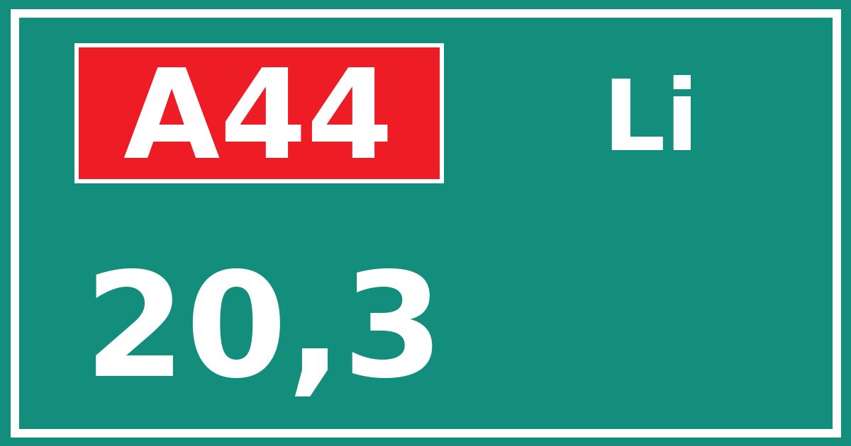 Hectometerbord A44 20,3 zijde Li