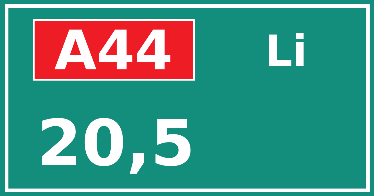 Hectometerbord A44 20,5 zijde Li