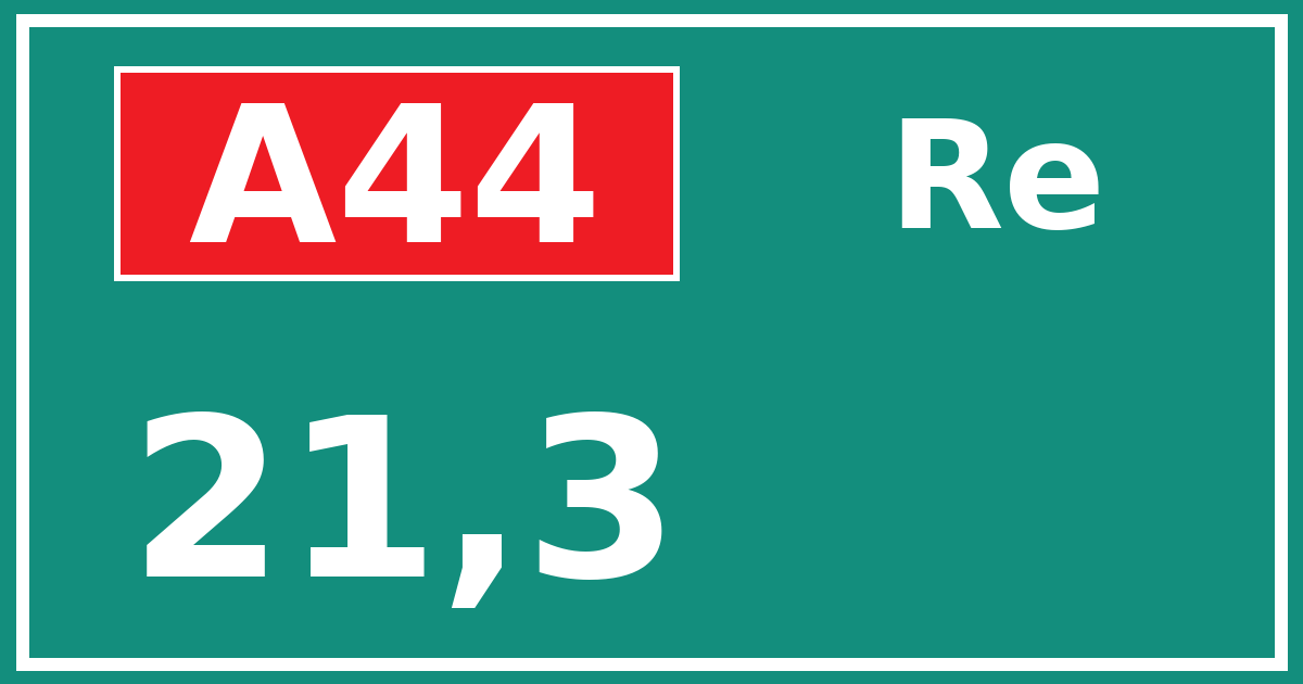 Hectometerbord A44 21,3 zijde Re