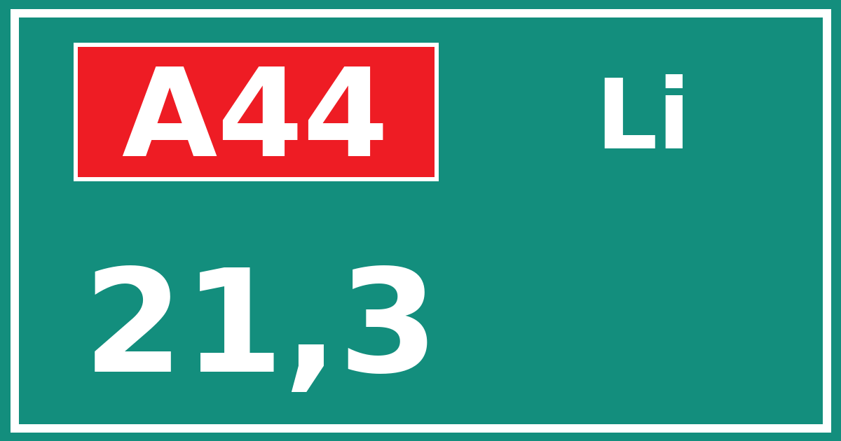 Hectometerbord A44 21,3 zijde Li