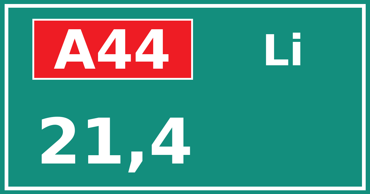 Hectometerbord A44 21,4 zijde Li