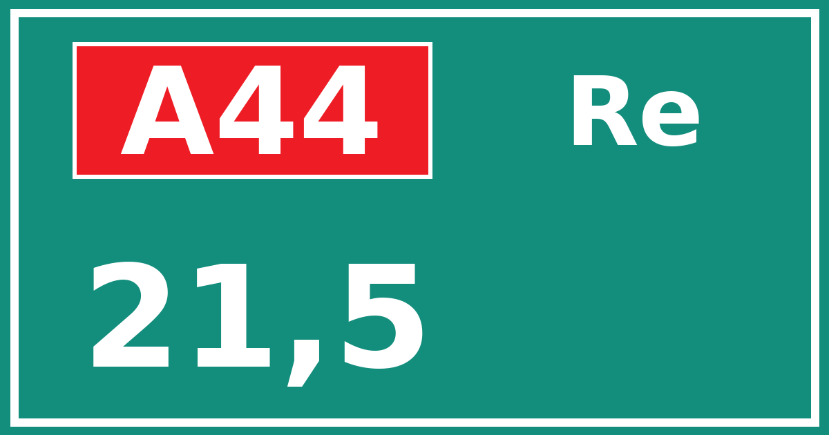 Hectometerbord A44 21,5 zijde Re