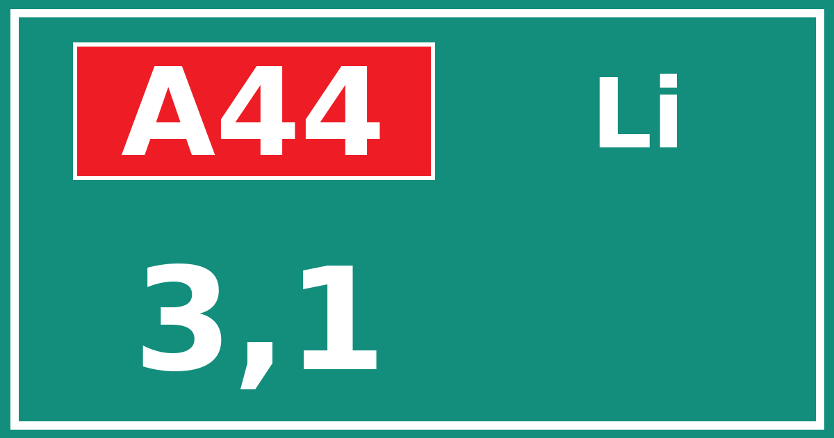 Hectometerbord A44 3,1 zijde Li