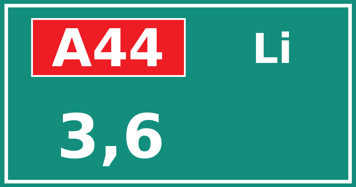 Hectometerbord A44 3,6 zijde Li