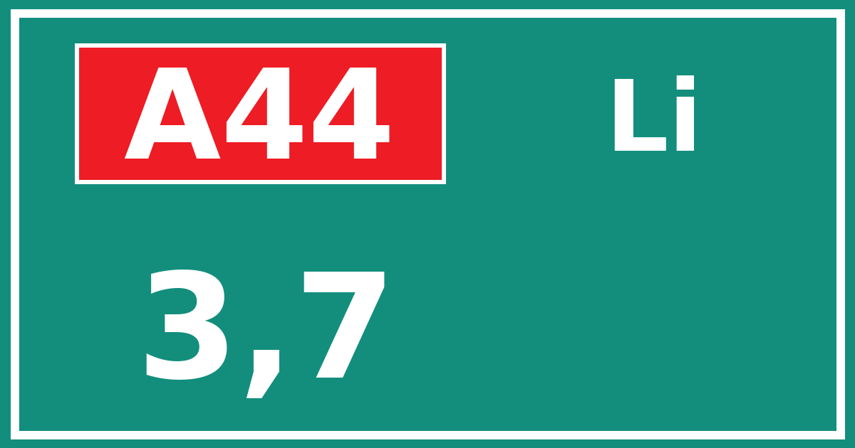 Hectometerbord A44 3,7 zijde Li