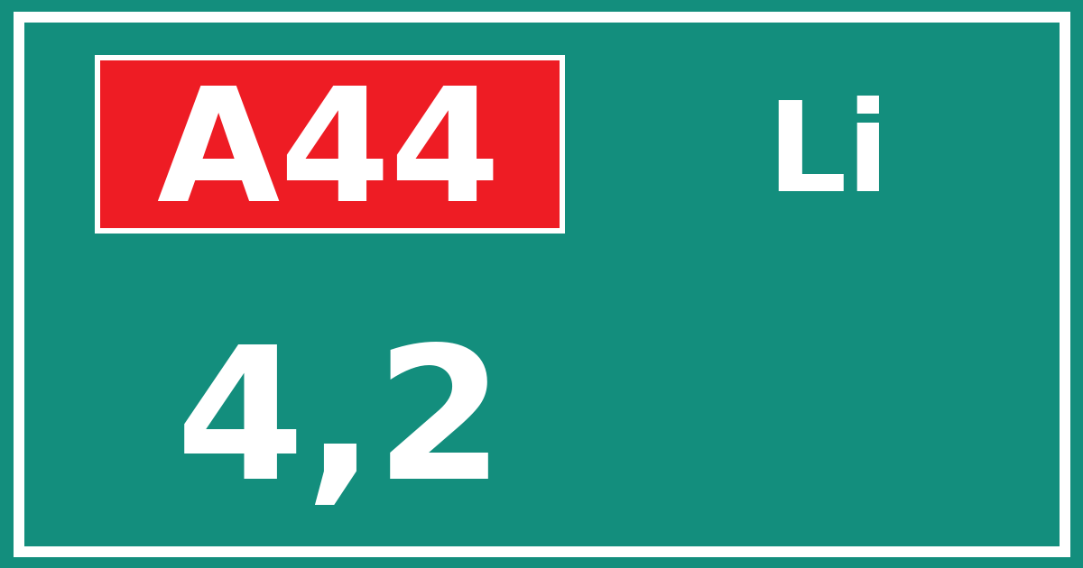 Hectometerbord A44 4,2 zijde Li