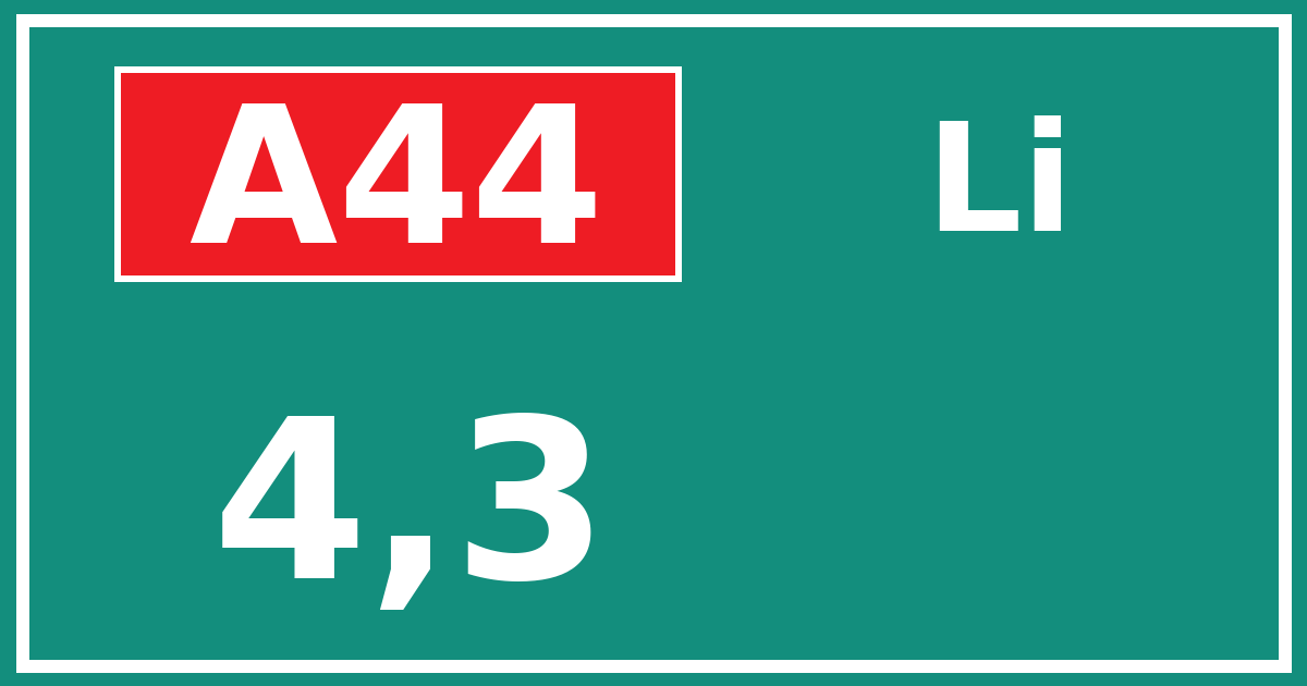 Hectometerbord A44 4,3 zijde Li