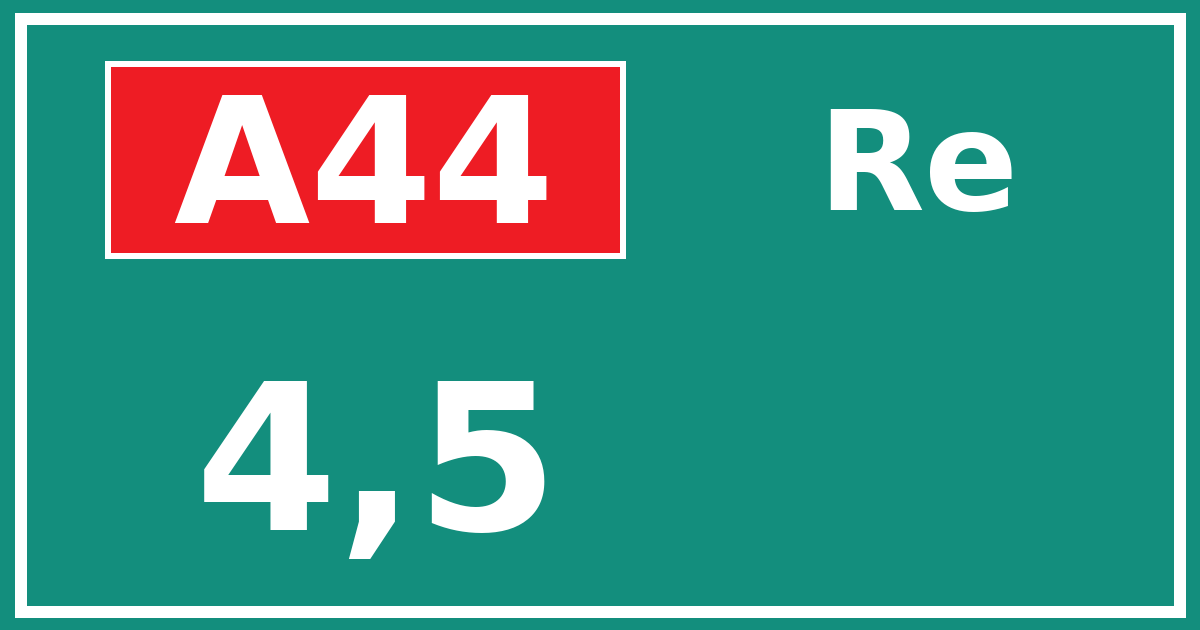 Hectometerbord A44 4,5 zijde Re
