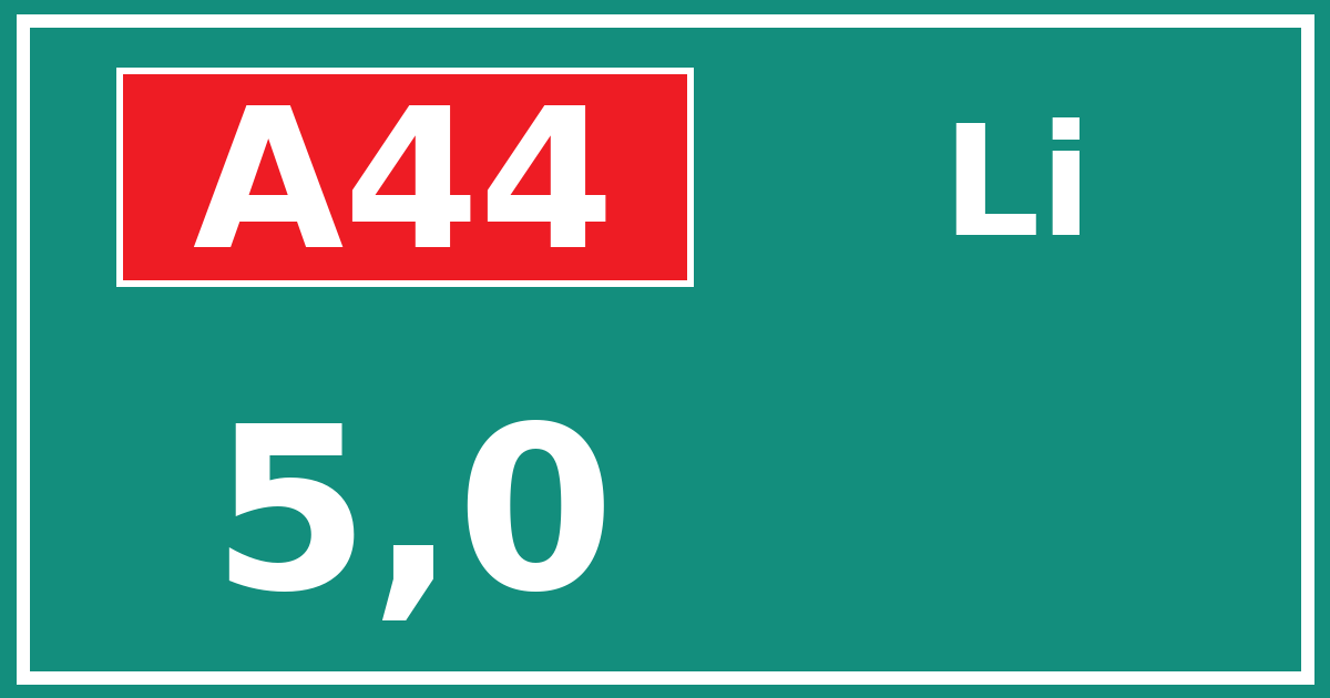 Hectometerbord A44 5,0 zijde Li