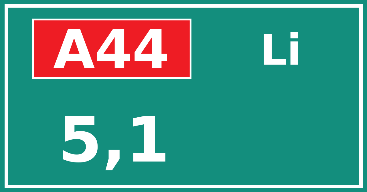 Hectometerbord A44 5,1 zijde Li