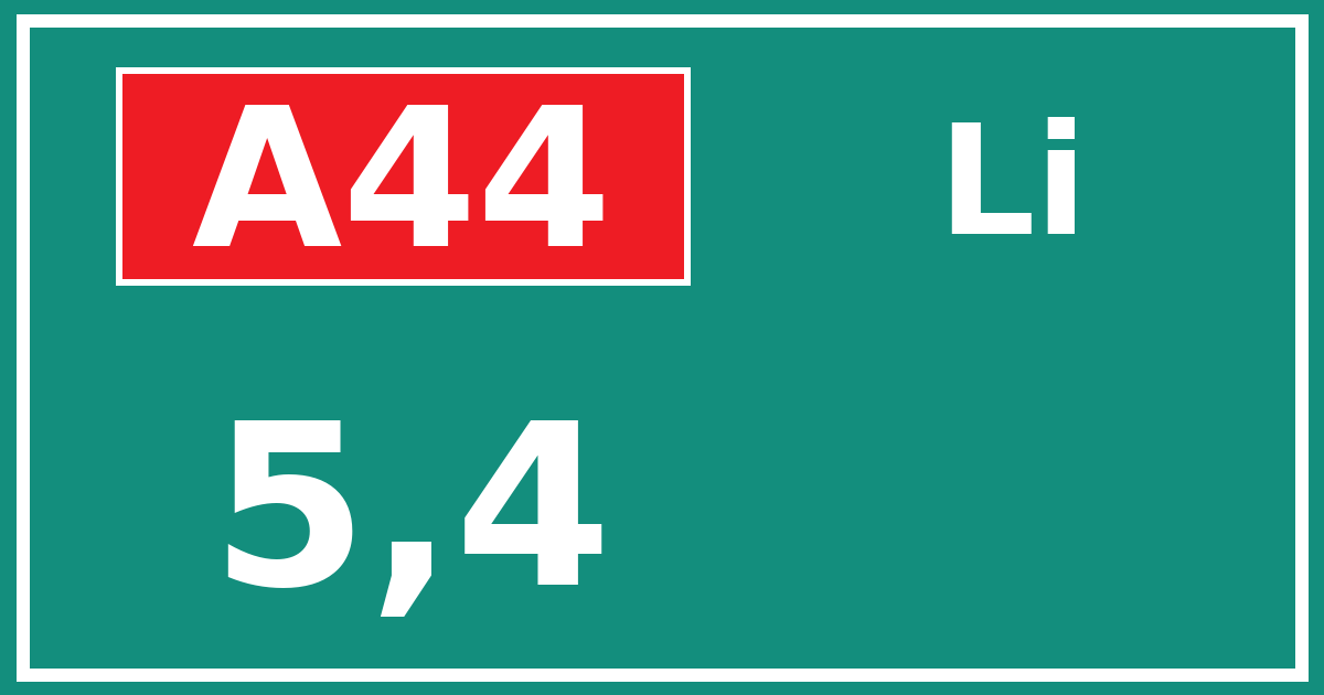 Hectometerbord A44 5,4 zijde Li