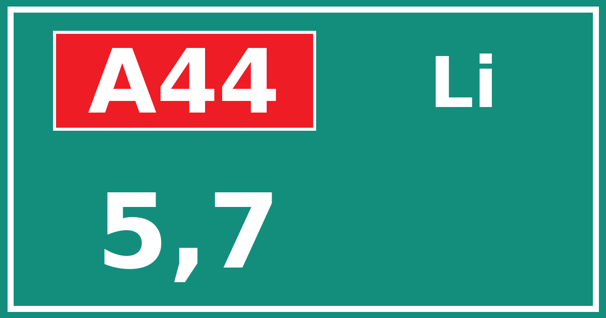Hectometerbord A44 5,7 zijde Li