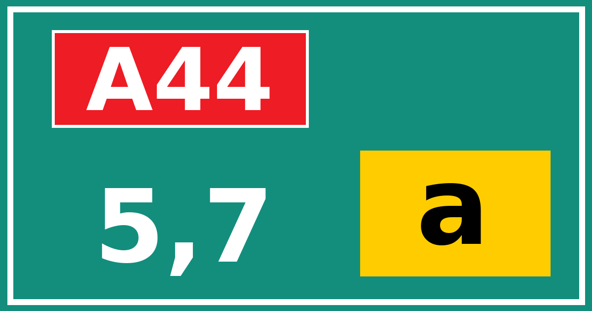 Hectometerbord A44 5,7 letter a