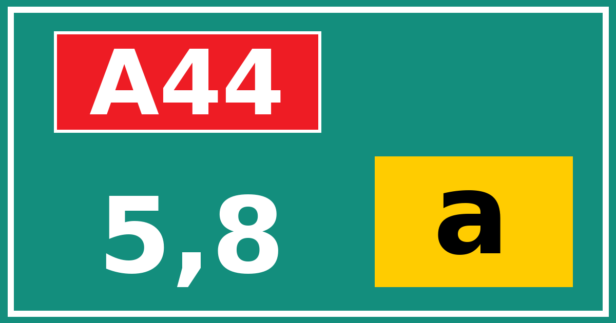 Hectometerbord A44 5,8 letter a