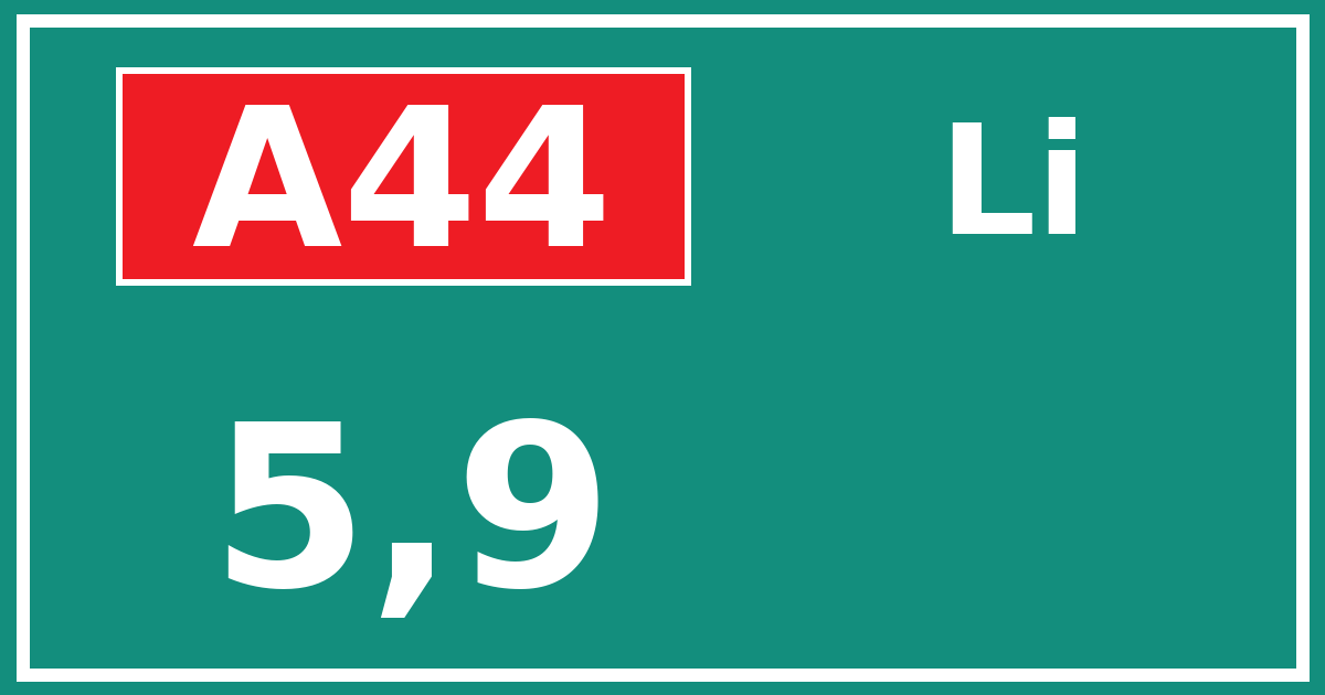 Hectometerbord A44 5,9 zijde Li
