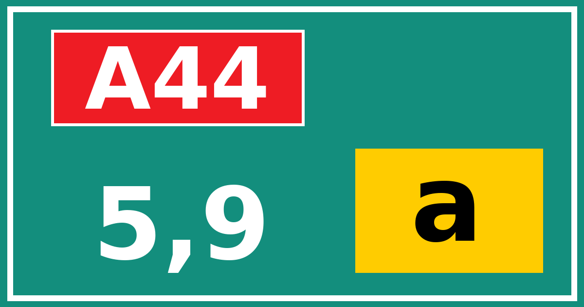 Hectometerbord A44 5,9 letter a