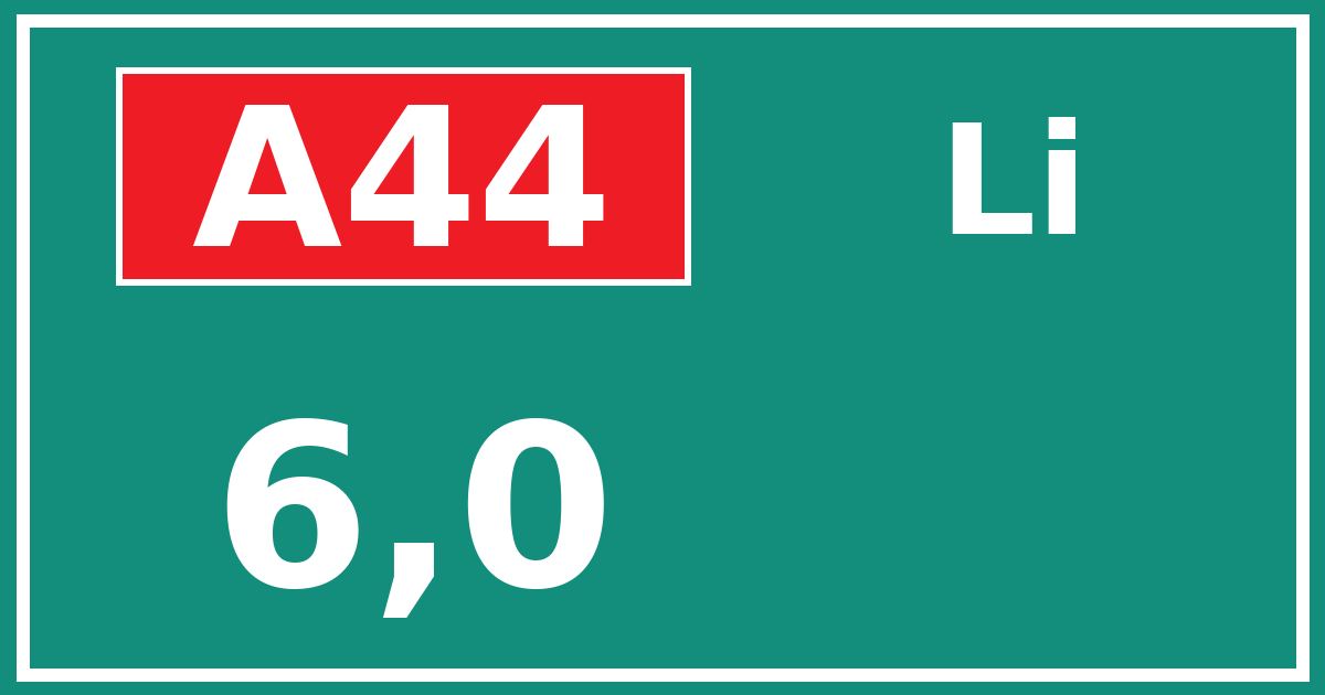 Hectometerbord A44 6,0 zijde Li