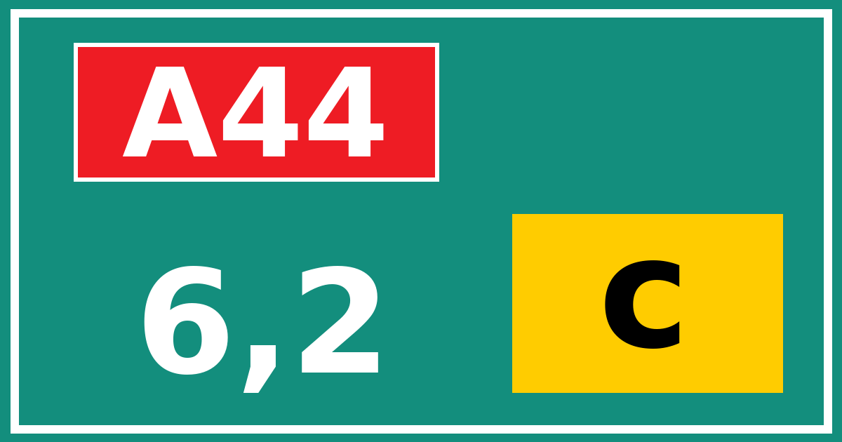 Hectometerbord A44 6,2 letter c