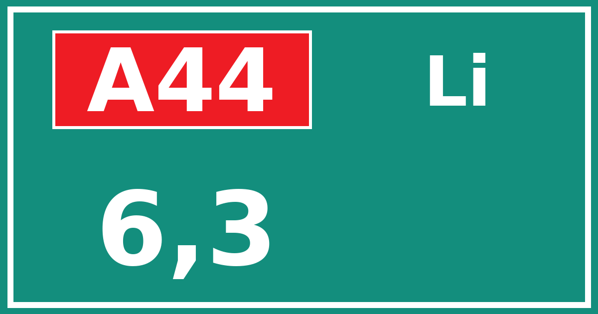 Hectometerbord A44 6,3 zijde Li