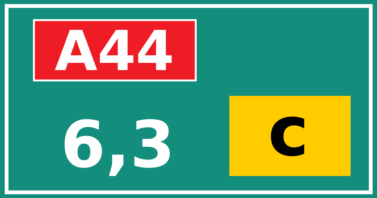 Hectometerbord A44 6,3 letter c