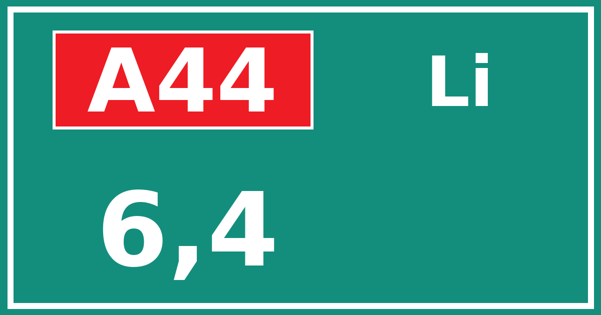 Hectometerbord A44 6,4 zijde Li