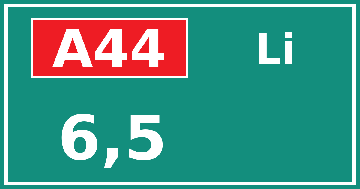 Hectometerbord A44 6,5 zijde Li