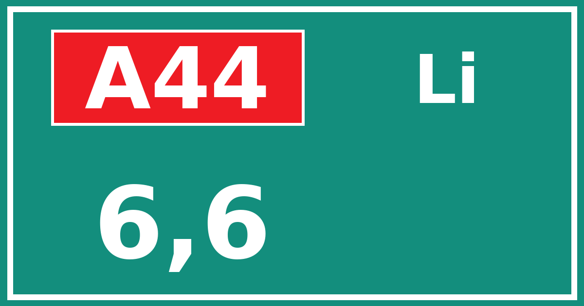 Hectometerbord A44 6,6 zijde Li