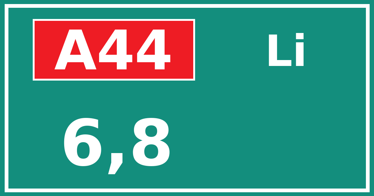 Hectometerbord A44 6,8 zijde Li