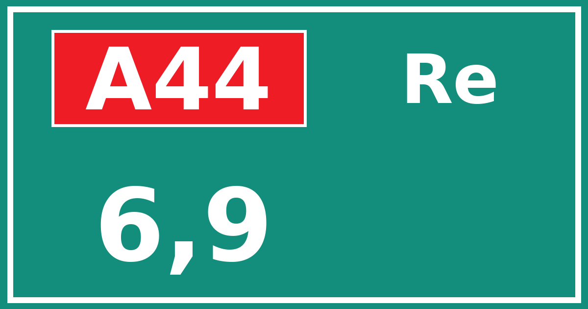 Hectometerbord A44 6,9 zijde Re