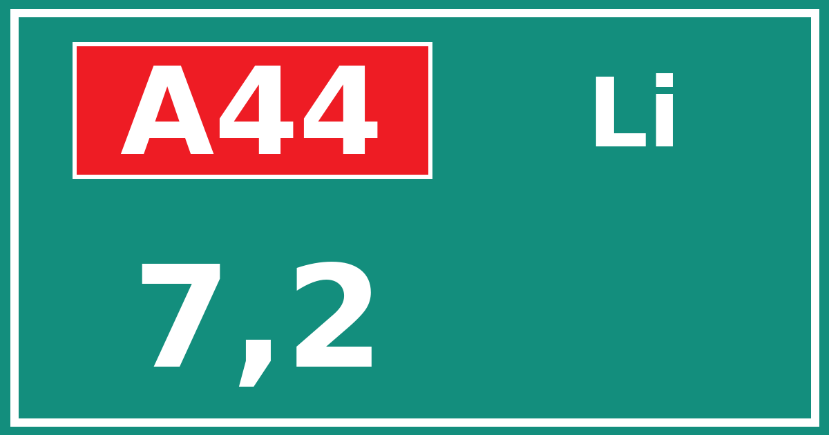 Hectometerbord A44 7,2 zijde Li