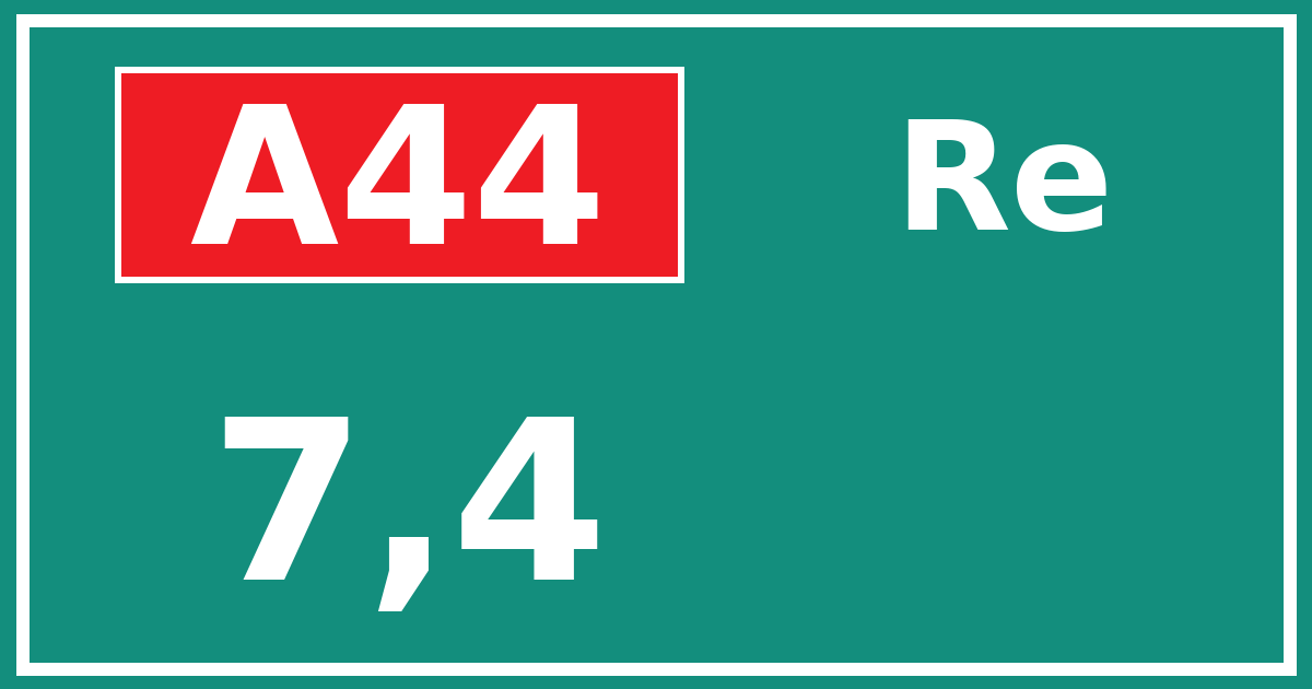 Hectometerbord A44 7,4 zijde Re