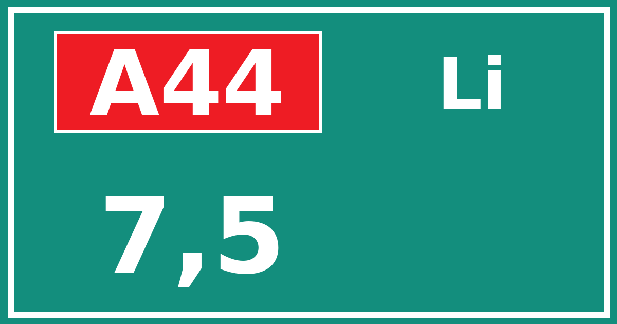 Hectometerbord A44 7,5 zijde Li