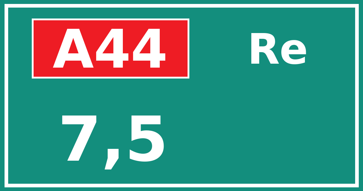 Hectometerbord A44 7,5 zijde Re