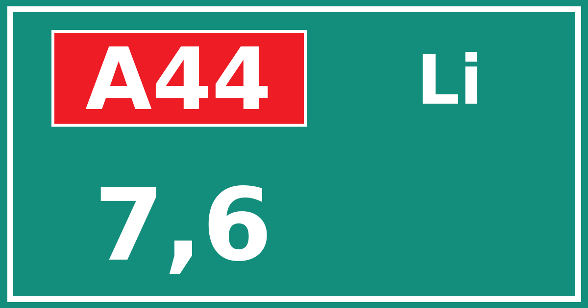 Hectometerbord A44 7,6 zijde Li